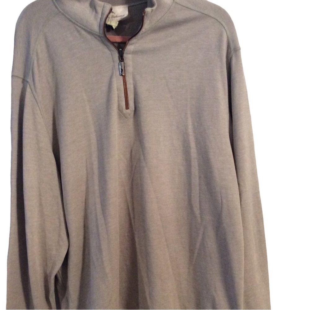 Tommy Bahama Xl Reversible Partial Zip Long Sleeve Pull Over Mens Tan Euc